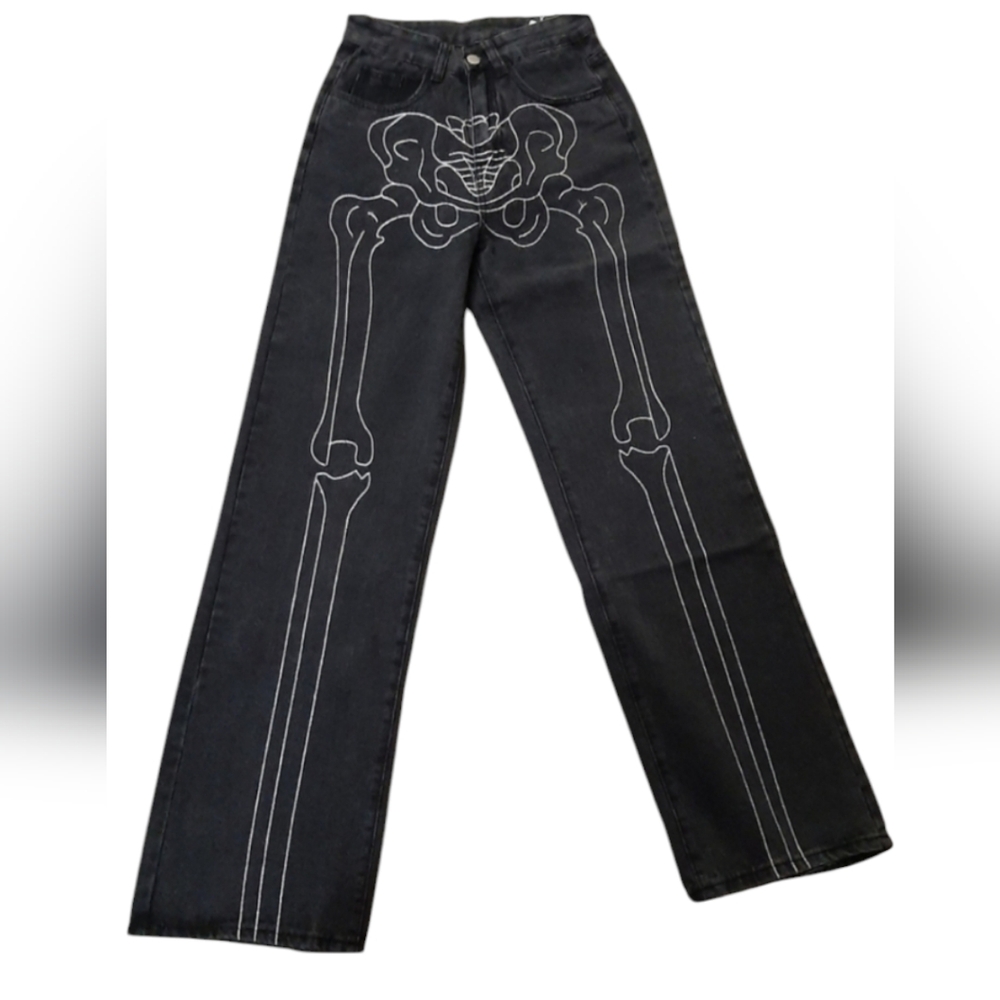 Black Denim Skeleton Jeans
